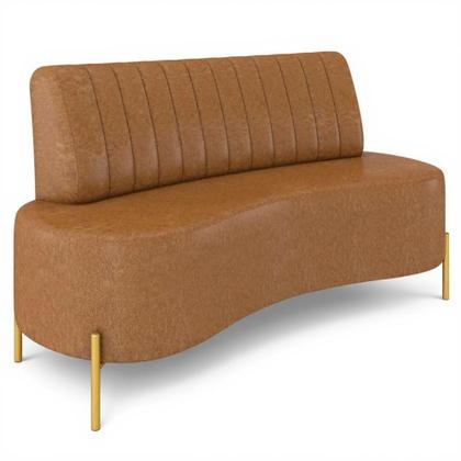 Imagem de Sofá 2 Lugares 160cm Pés Aço Dourado Tamar Sintético Camel Z08 - Mpozenato