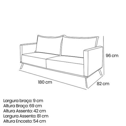 Imagem de Sofá 2 Lugares 1,80m Estofado em Veludo com Pés Metálico - Etios Lucadi Home
