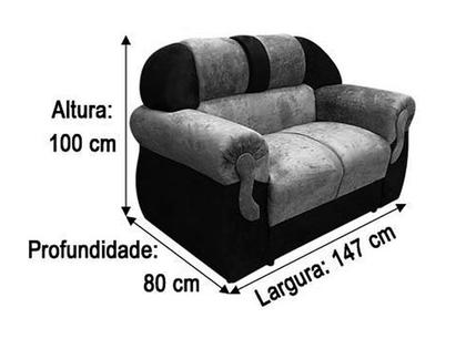 Imagem de Sofá 2 Lugares Cinza com Preto 605/601 Corsa