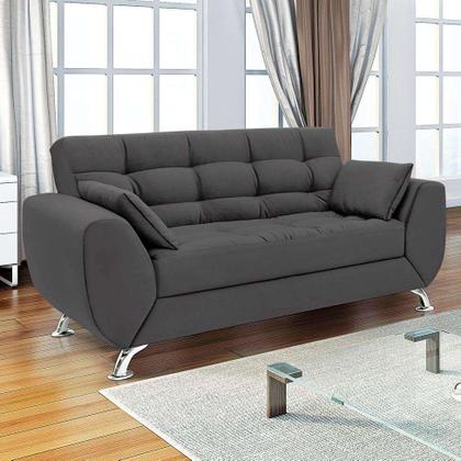 Sofá 2 Lugares Larissa Suede Cinza - LinoForte Imagem de Sofá 2 Lugares Larissa Suede Cinza