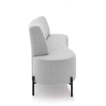 Imagem de Sofá 2 Lugares Living 135cm Pé Ferro Pto Maraú Veludo Cinza K01 - D'rossi