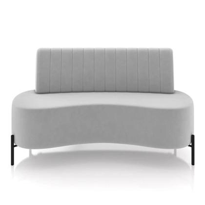Imagem de Sofá 2 Lugares Living 135cm Pé Ferro Pto Maraú Veludo Cinza K01 - D'rossi