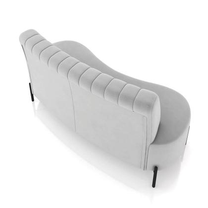 Imagem de Sofá 2 Lugares Living 135cm Pé Ferro Pto Maraú Veludo Cinza K01 - D'rossi