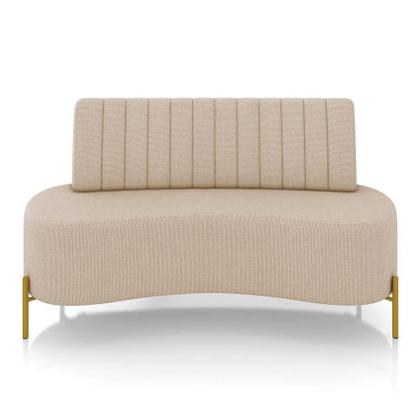 Imagem de Sofá 2 Lugares Living 160cm Pé Ferro Dourado Maraú Linho Bege K01 - D'rossi