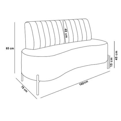 Imagem de Sofá 2 Lugares Living 160cm Pé Ferro Pto Maraú Veludo Vermelho K01 - D'rossi