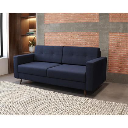 Imagem de Sofá 2 Lugares Living Pé Palito Linho Cotton Azul Marinho