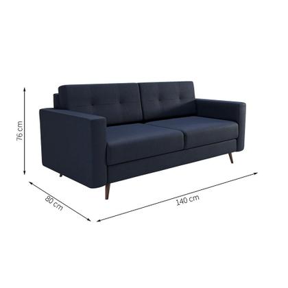 Imagem de Sofá 2 Lugares Living Pé Palito Linho Cotton Azul Marinho