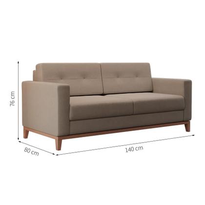 Imagem de Sofá 2 Lugares Living Pés e Base em Madeira Linho Cotton Bege