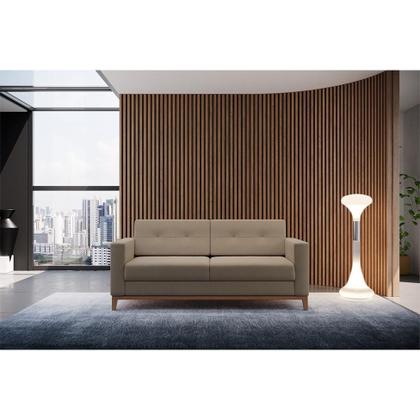 Imagem de Sofá 2 Lugares Living Pés e Base em Madeira Linho Cotton Bege