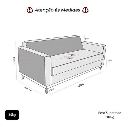 Imagem de Sofá 2 Lugares Moderno Linho Premium Base Madeira Minimalista Confortável Reforçado