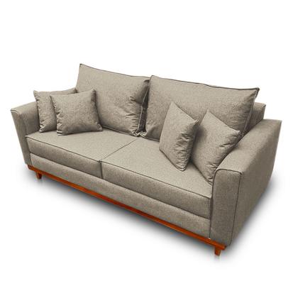 Imagem de Sofá 2 Lugares Moderno Linho Premium Base Madeira Minimalista Confortável Reforçado