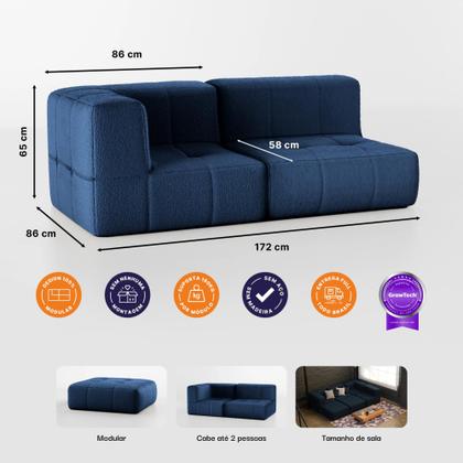 Sofá 2 lugares Modular Sofá na Caixa em Boucle com 2 Módulos 1,72m 1 Braço Imagem de Sofá 2 lugares Modular Sofá na Caixa em Boucle com 2 Módulos 1,72m 1 Braço