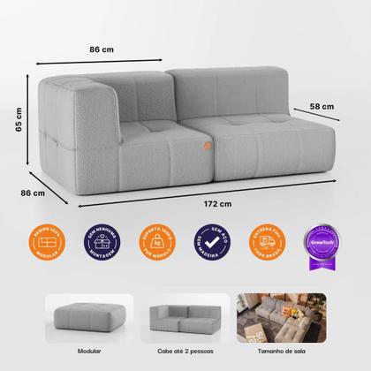 Sofá 2 lugares Modular Sofá na Caixa em Boucle com 2 Módulos 1,72m 1 Braço Imagem de Sofá 2 lugares Modular Sofá na Caixa em Boucle com 2 Módulos 1,72m 1 Braço