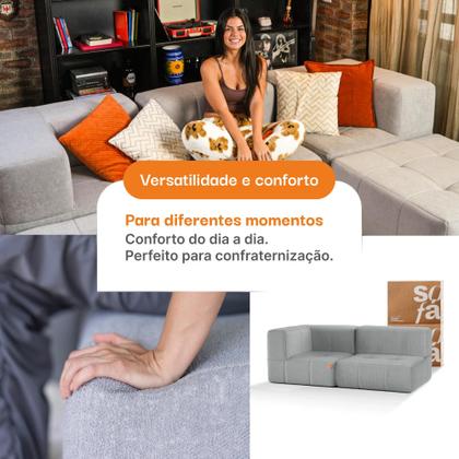 Sofá 2 lugares Modular Sofá na Caixa em Boucle com 2 Módulos 1,72m 1 Braço Imagem de Sofá 2 lugares Modular Sofá na Caixa em Boucle com 2 Módulos 1,72m 1 Braço