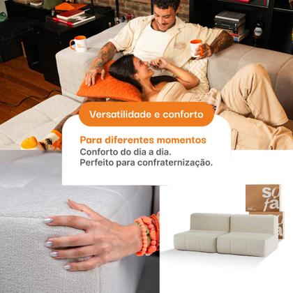 Sofá 2 lugares Modular Sofá na Caixa em Boucle com 2 Módulos 1,72m Sem braços Imagem de Sofá 2 lugares Modular Sofá na Caixa em Boucle com 2 Módulos 1,72m Sem braços