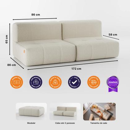 Sofá 2 lugares Modular Sofá na Caixa em Boucle com 2 Módulos 1,72m Sem braços Imagem de Sofá 2 lugares Modular Sofá na Caixa em Boucle com 2 Módulos 1,72m Sem braços