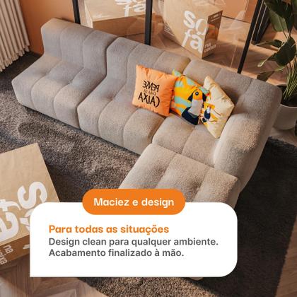 Sofá 2 lugares Modular Sofá na Caixa em Boucle com 2 Módulos 1,72m Sem braços Imagem de Sofá 2 lugares Modular Sofá na Caixa em Boucle com 2 Módulos 1,72m Sem braços
