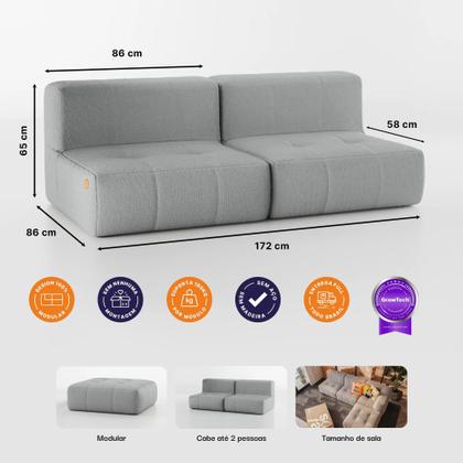 Sofá 2 lugares Modular Sofá na Caixa em Boucle com 2 Módulos 1,72m Sem braços Imagem de Sofá 2 lugares Modular Sofá na Caixa em Boucle com 2 Módulos 1,72m Sem braços