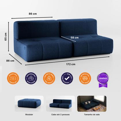 Sofá 2 lugares Modular Sofá na Caixa em Boucle com 2 Módulos 1,72m Sem braços Imagem de Sofá 2 lugares Modular Sofá na Caixa em Boucle com 2 Módulos 1,72m Sem braços