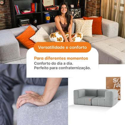 Sofá 2 lugares Modular Sofá na Caixa em Boucle com 2 Módulos 1,72m Imagem de Sofá 2 lugares Modular Sofá na Caixa em Boucle com 2 Módulos 1,72m