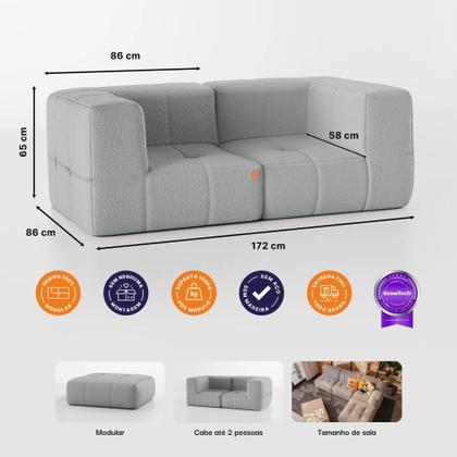 Sofá 2 lugares Modular Sofá na Caixa em Boucle com 2 Módulos 1,72m Imagem de Sofá 2 lugares Modular Sofá na Caixa em Boucle com 2 Módulos 1,72m