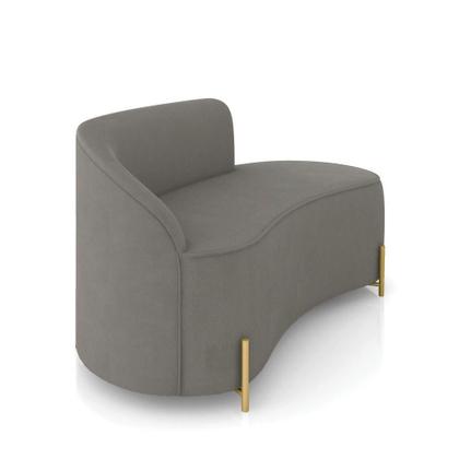 Imagem de Sofá 2 Lugares Orgânico 140cm Pé Dourado Morgan Suede Grafite D03 - D'rossi