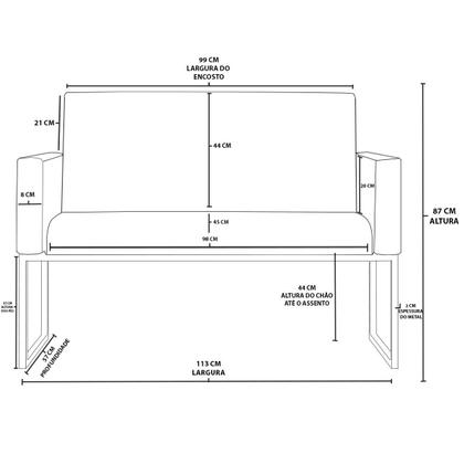 Imagem de Sofá 2 Lugares para Recepção com Base de Ferro Reforçada