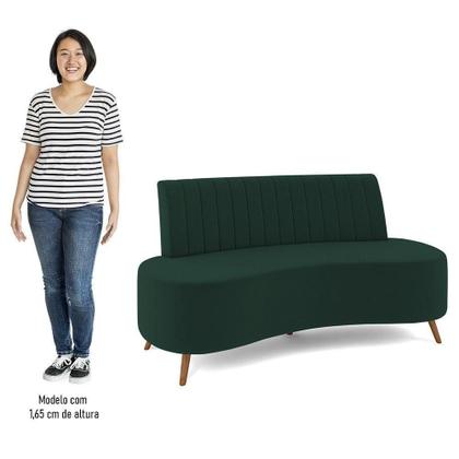 Imagem de Sofá 2 Lugares Para Sala Living 160cm Pés Palito Tamar K04 Veludo Verde - Mpozenato