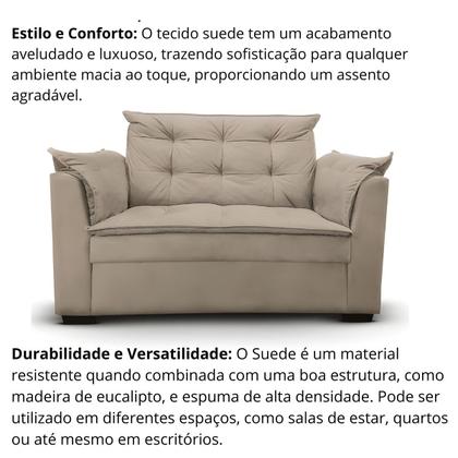 Imagem de Sofá 2 lugares Para Sala Moderno Confortável Andreia Suede