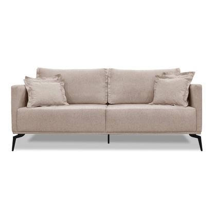 Imagem de Sofá 2 Lugares Pé de Ferro Preto Rafaela 180 cm Linho Areia S04 - D'Rossi