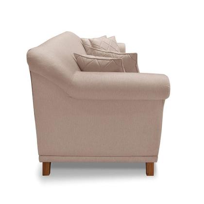 Imagem de Sofá 2 Lugares Pé De Madeira Julieta 160 Cm Linho S04 - D'rossi Cor Areia