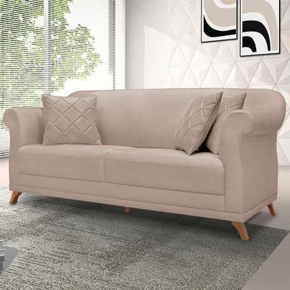 Imagem de Sofá 2 Lugares Pé De Madeira Julieta 160 Cm Linho S04 - D'rossi Cor Areia