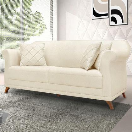 Imagem de Sofá 2 Lugares Pé De Madeira Julieta 180 Cm Linho Natural S04 - D'rossi