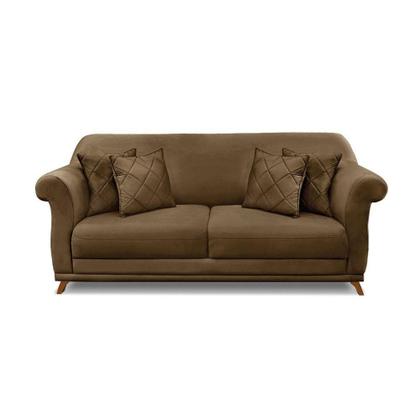 Imagem de Sofá 2 Lugares Pé De Madeira Julieta 180 Cm Suede S04 - D'rossi Cor Caramelo