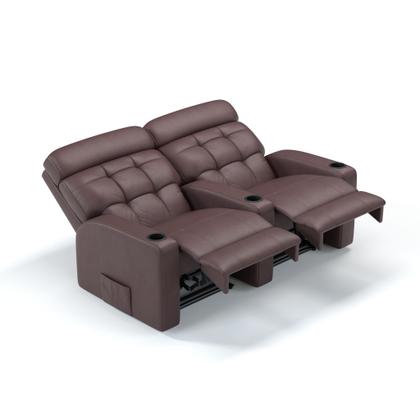 Imagem de Sofá 2 Lugares Reclinável Elétrico Massageador em Couro Bovino Linha Cinema Sala de estar