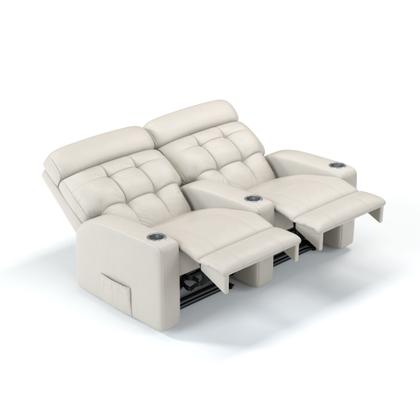 Imagem de Sofá 2 Lugares Reclinável Elétrico Massageador em Couro Bovino Linha Cinema Sala de estar