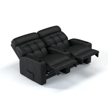 Imagem de Sofá 2 Lugares Reclinável Elétrico Massageador em Couro Bovino Linha Cinema Sala de estar