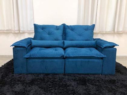 Imagem de Sofá 2 Lugares Retrátil e Reclinável 1,80 metros Alpoim Estofados Azul 206 Athenas