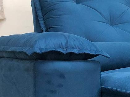 Imagem de Sofá 2 Lugares Retrátil e Reclinável 1,80 metros Alpoim Estofados Azul 206 Athenas