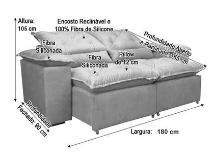 Imagem de Sofá 2 Lugares Retrátil e Reclinável 1,80 metros Alpoim Estofados Azul 206 Athenas