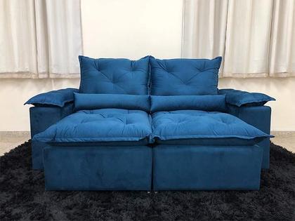 Imagem de Sofá 2 Lugares Retrátil e Reclinável 1,80 metros Alpoim Estofados Azul 206 Athenas