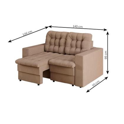 Imagem de Sofá 2 Lugares Retrátil Lubeck Plush Suede Bege 140 cm