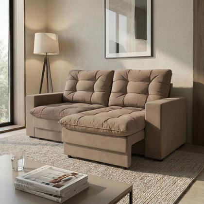 Imagem de Sofá 2 Lugares Retrátil Lubeck Plush Suede Bege 140 cm