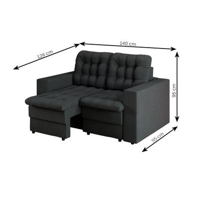 Sofá 2 Lugares Retrátil Lubeck Plush Suede Grafite 140 cm - Mobly Imagem de Sofá 2 Lugares Retrátil Lubeck Plush Suede Grafite 140 cm
