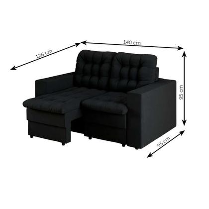 Sofá 2 Lugares Retrátil Lubeck Plush Suede Preto 140 cm - Mobly Imagem de Sofá 2 Lugares Retrátil Lubeck Plush Suede Preto 140 cm