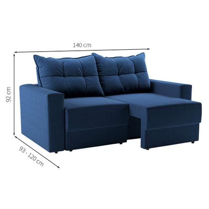 Imagem de Sofá 2 Lugares Retrátil Lubeck Suede Azul Marinho 140 cm