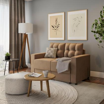 Sofá 2 Lugares Retrátil Lubeck Suede Bege 140 cm - Mobly Imagem de Sofá 2 Lugares Retrátil Lubeck Suede Bege 140 cm