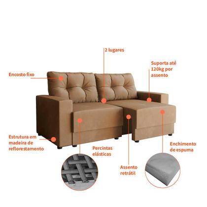 Sofá 2 Lugares Retrátil Lubeck Suede Bege 140 cm - Mobly Imagem de Sofá 2 Lugares Retrátil Lubeck Suede Bege 140 cm