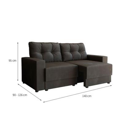 Imagem de Sofá 2 Lugares Retrátil Lubeck Suede Grafite 140 cm