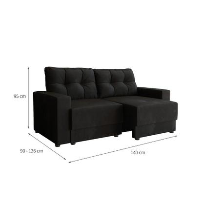 Sofá 2 Lugares Retrátil Lubeck Suede Preto 140 cm - Mobly Imagem de Sofá 2 Lugares Retrátil Lubeck Suede Preto 140 cm